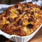 crispy sausage hash brown breakfast bake - featured image