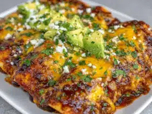 easy cheesy sweet potato black bean enchiladas - featured image