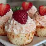 fluffy strawberry shortcake cupcakes - featured image