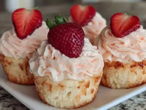 fluffy strawberry shortcake cupcakes - featured image