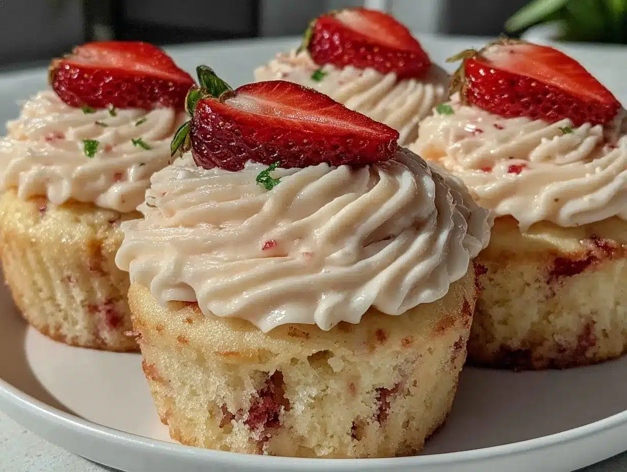 fluffy strawberry shortcake cupcakes preparation steps