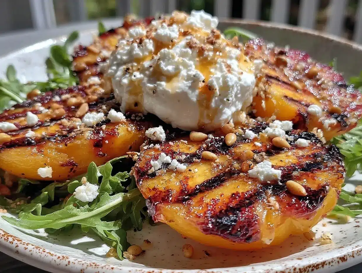 fresh grilled peach and burrata salad preparation steps