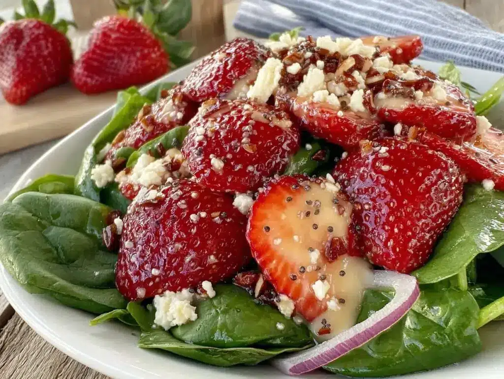 fresh strawberry spinach salad - featured image