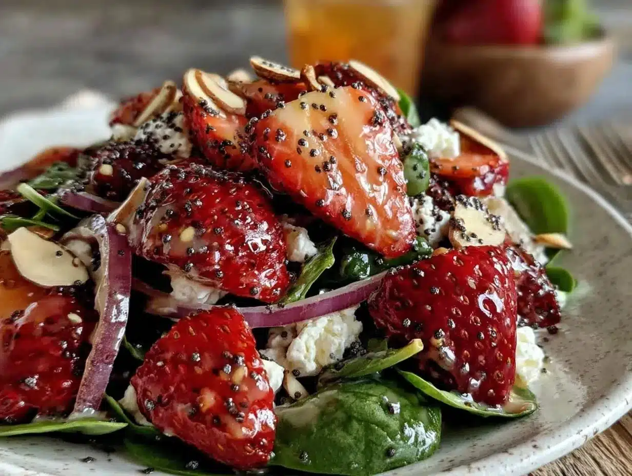 fresh strawberry spinach salad preparation steps