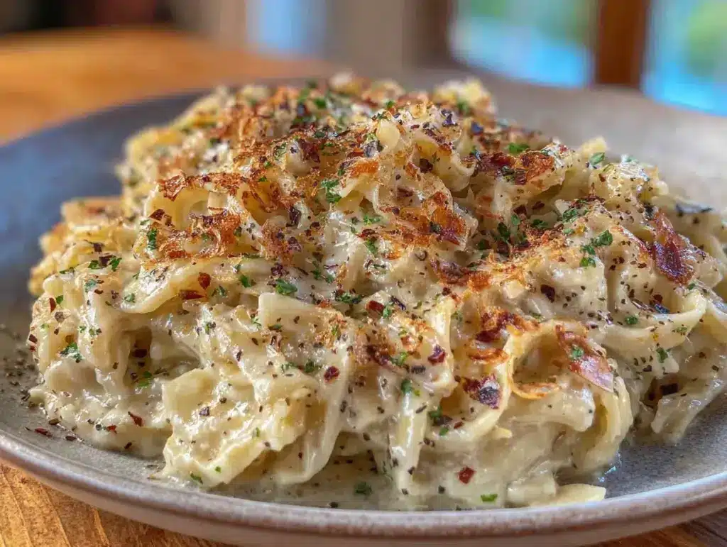 garlic butter cabbage noodles - featured image