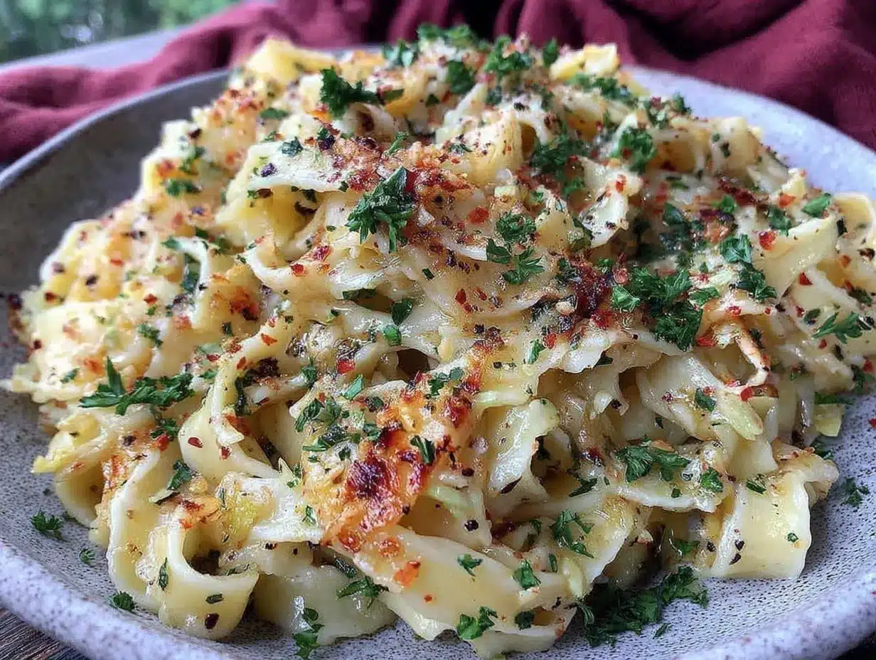 garlic butter cabbage noodles preparation steps