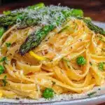garlic butter spring vegetable pasta - featured image