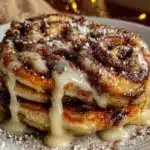 heart-shaped cinnamon roll pancakes - featured image