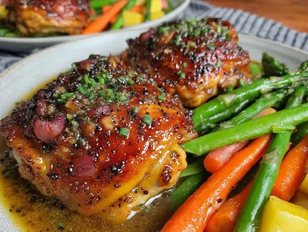 honey dijon chicken thighs - featured image