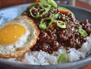 Korean ground beef rice bowls - featured image