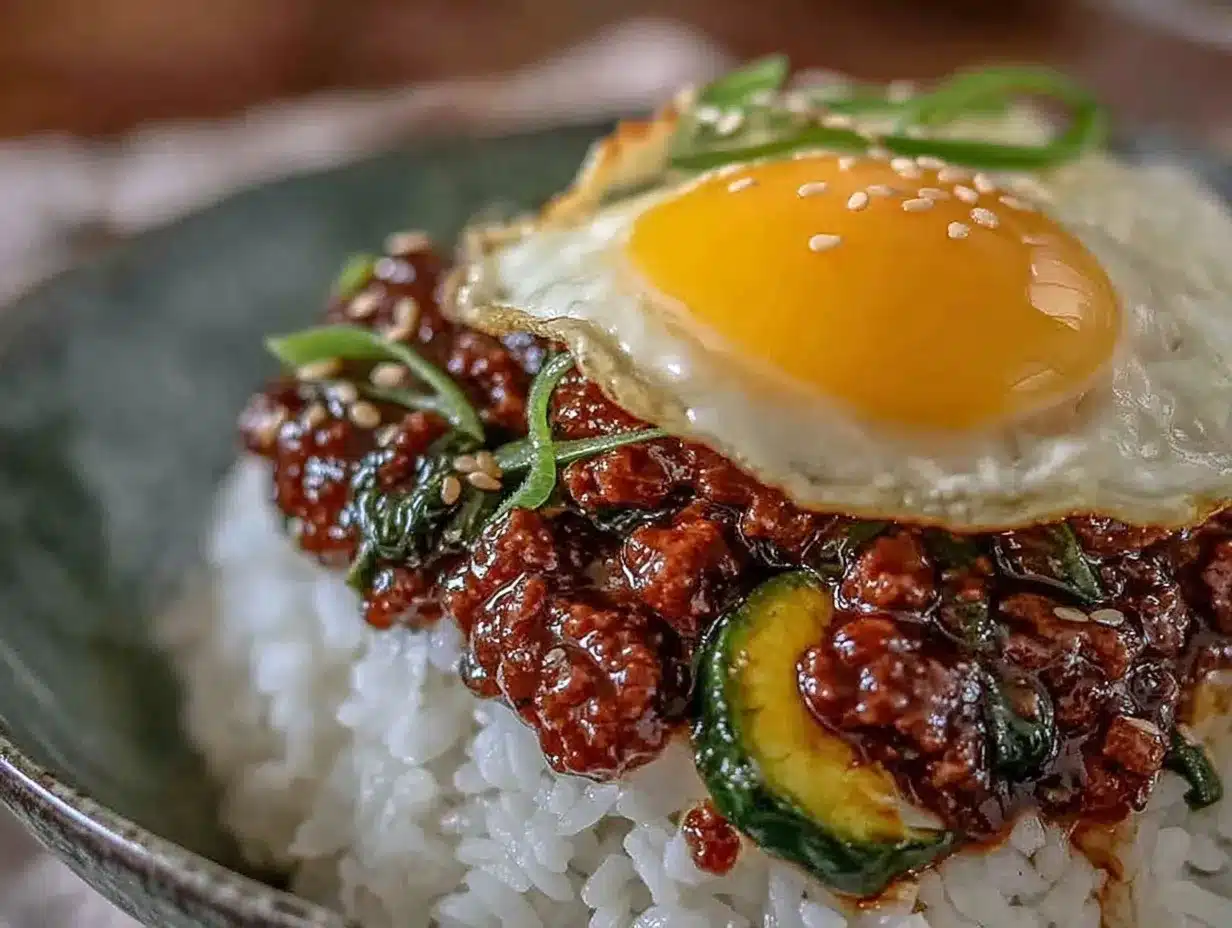 Korean ground beef rice bowls preparation steps