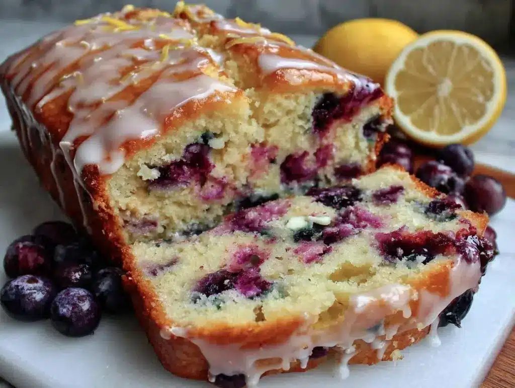 moist blueberry lemon quick bread - featured image