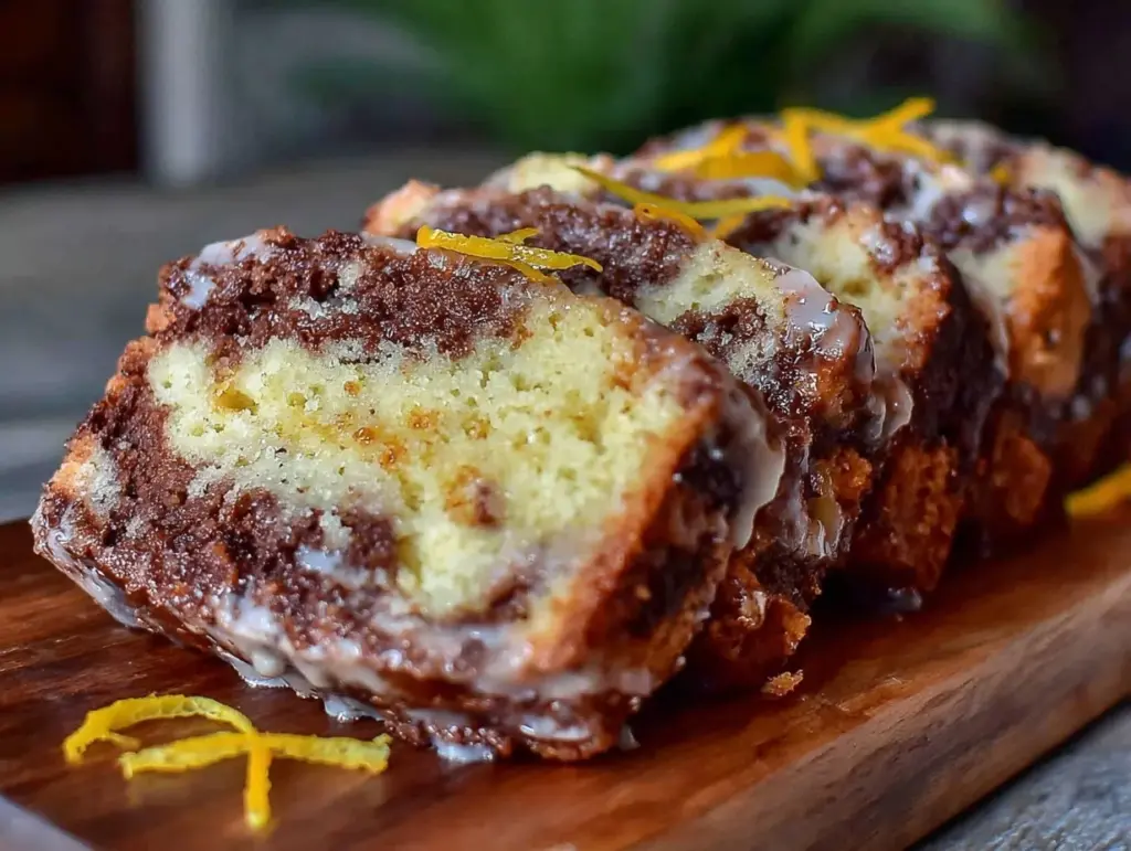 moist chocolate orange marble pound cake - featured image