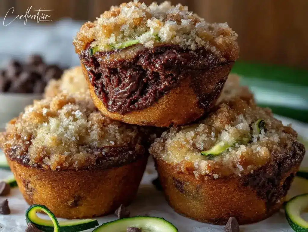 moist chocolate zucchini muffins - featured image