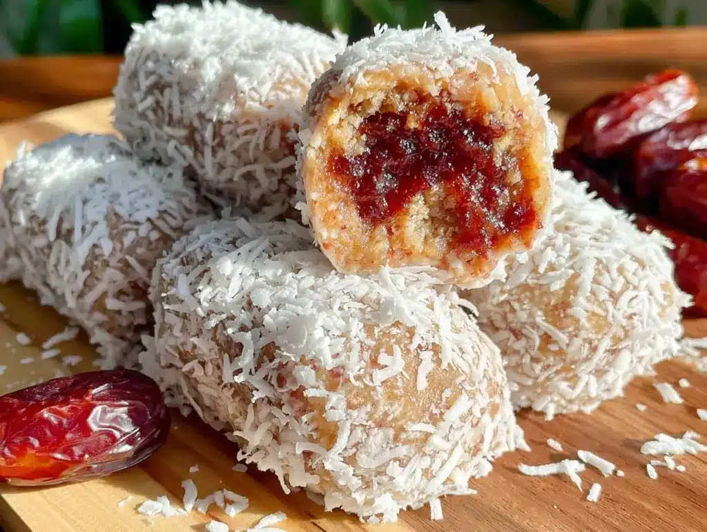 no-bake coconut date rolls - featured image