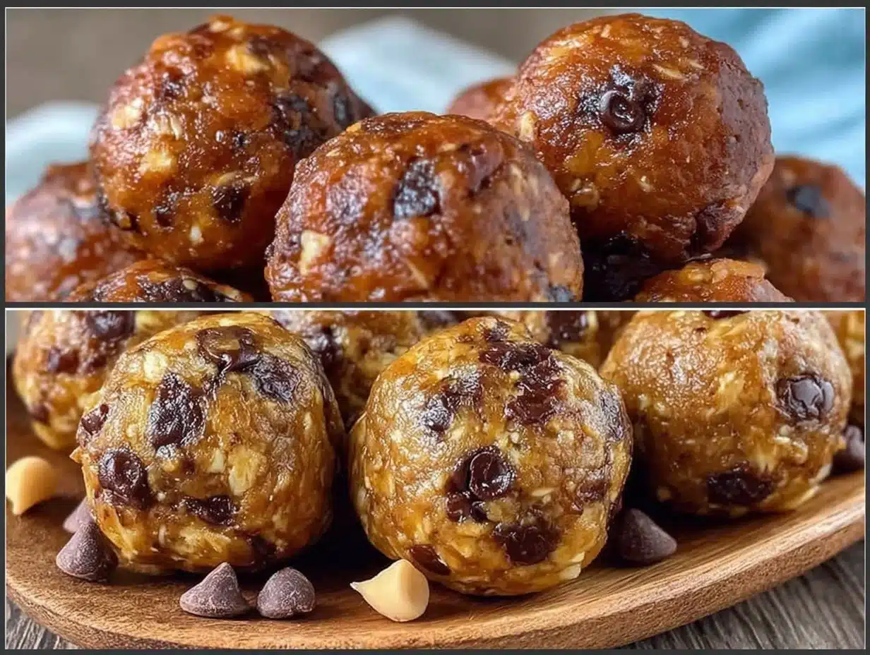 no bake peanut butter chocolate chip energy balls - featured image