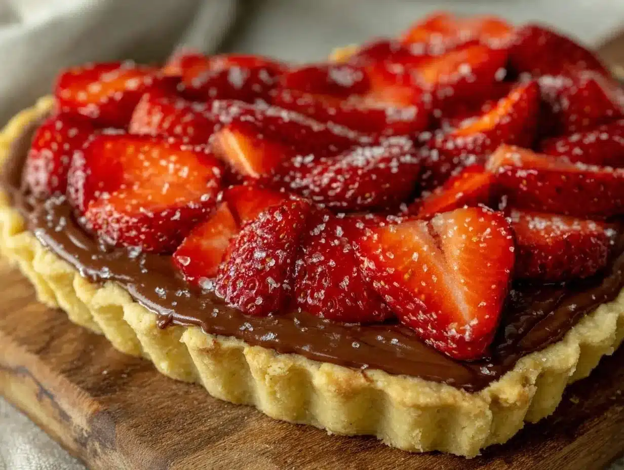 Nutella strawberry heart tart preparation steps