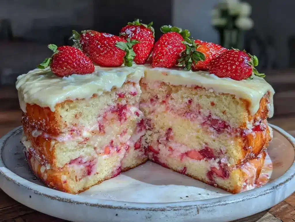 pink champagne layer cake - featured image