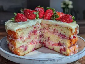 pink champagne layer cake - featured image