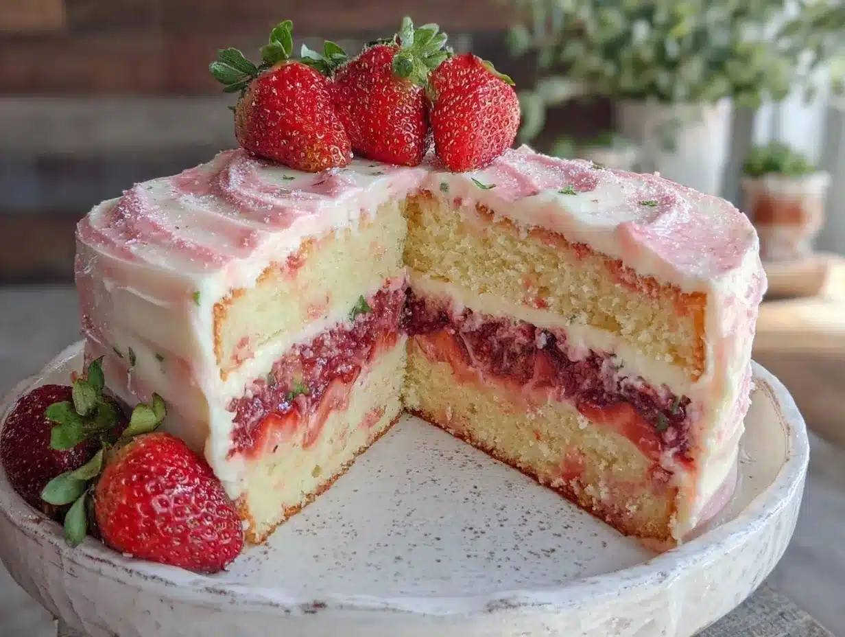 pink champagne layer cake preparation steps