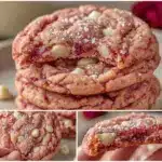 pink velvet crinkle cookies - featured image