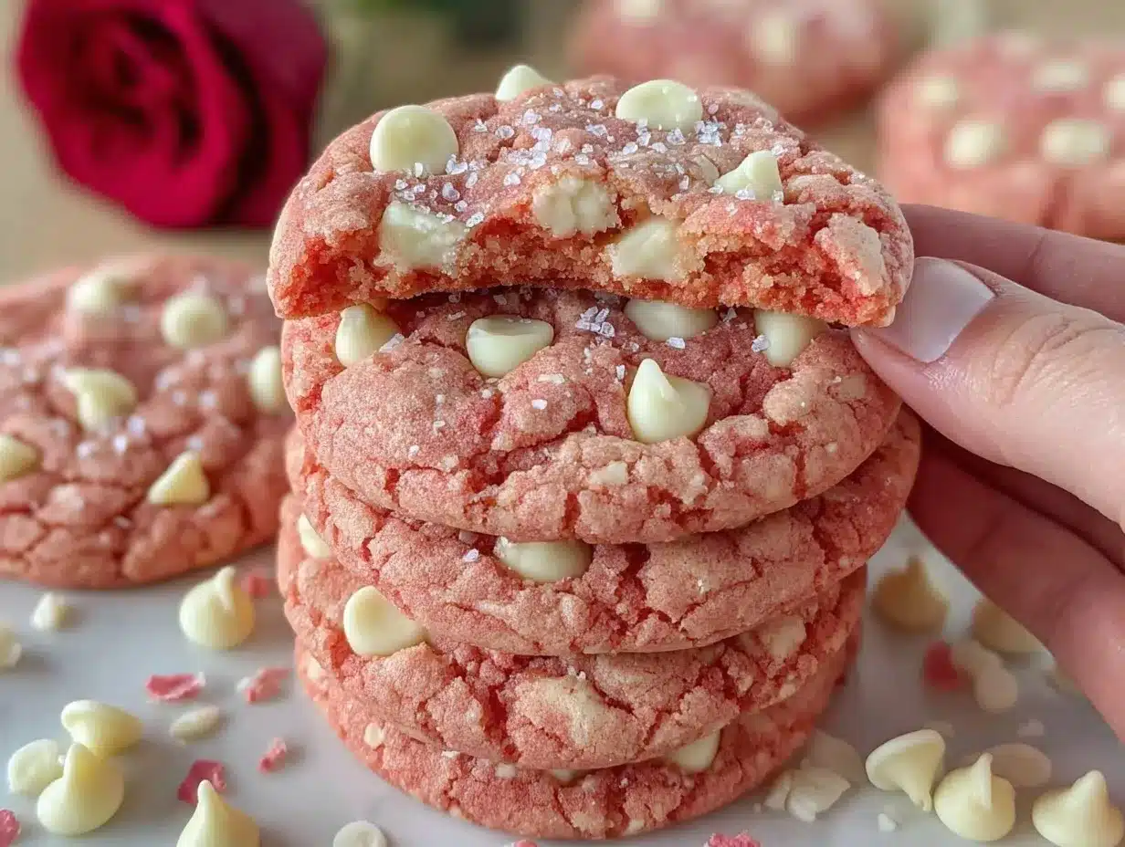 pink velvet crinkle cookies preparation steps