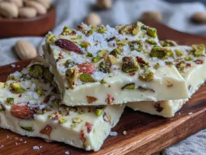 pistachio white chocolate bark - featured image