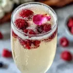 raspberry rose champagne cocktail - featured image
