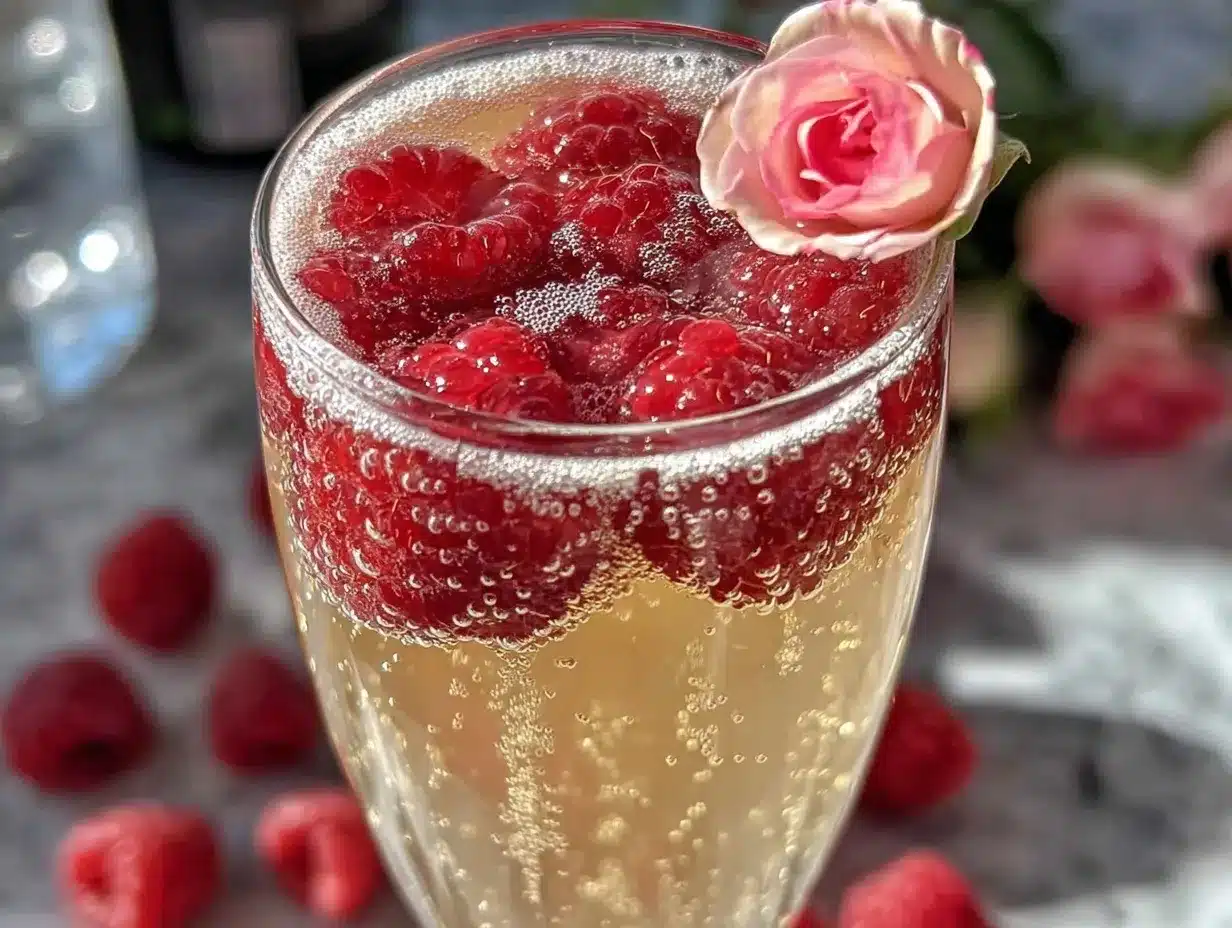 raspberry rose champagne cocktail preparation steps