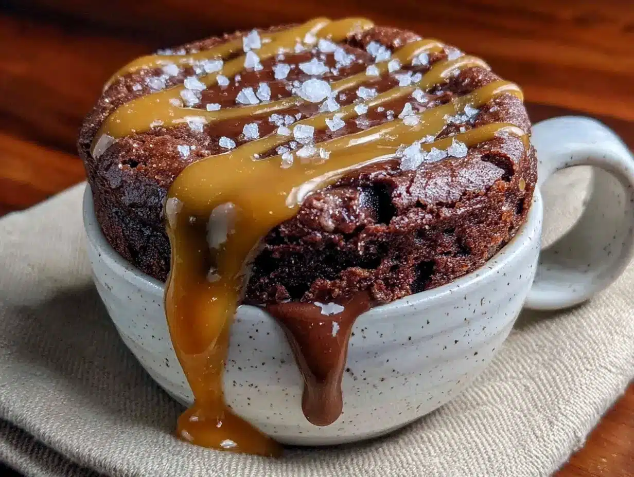 salted caramel chocolate lava mug cake preparation steps