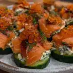 smoked salmon cucumber bites - featured image