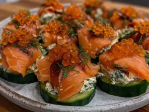 smoked salmon cucumber bites - featured image
