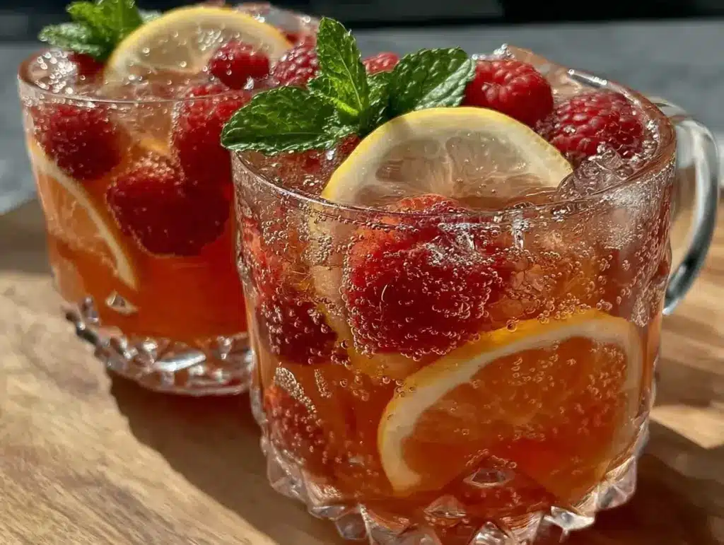 sparkling raspberry lemonade punch - featured image