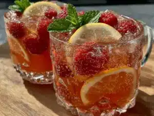sparkling raspberry lemonade punch - featured image