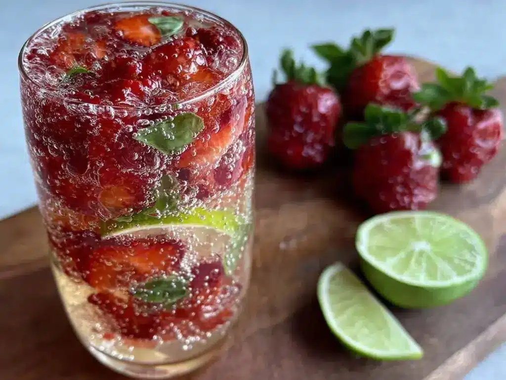 sparkling strawberry basil limeade - featured image
