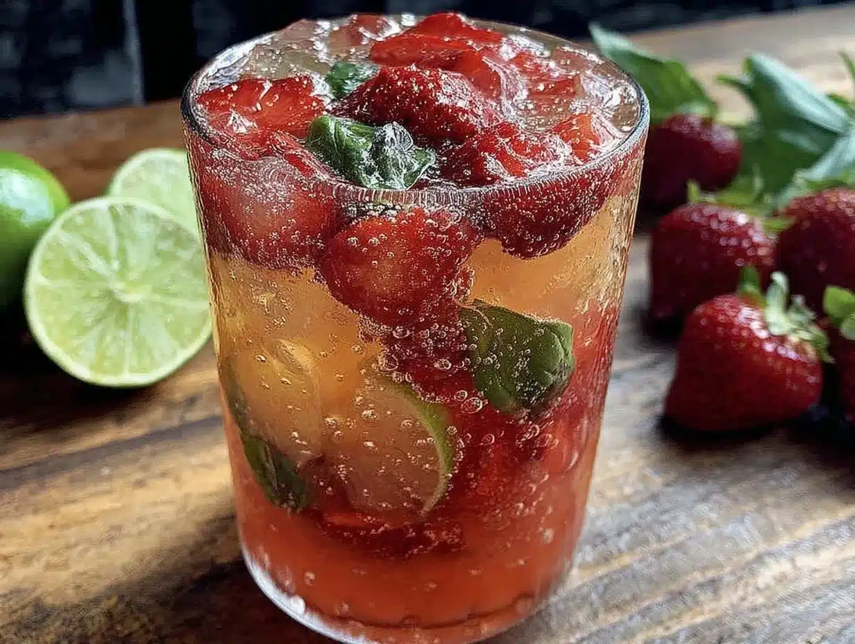 sparkling strawberry basil limeade preparation steps