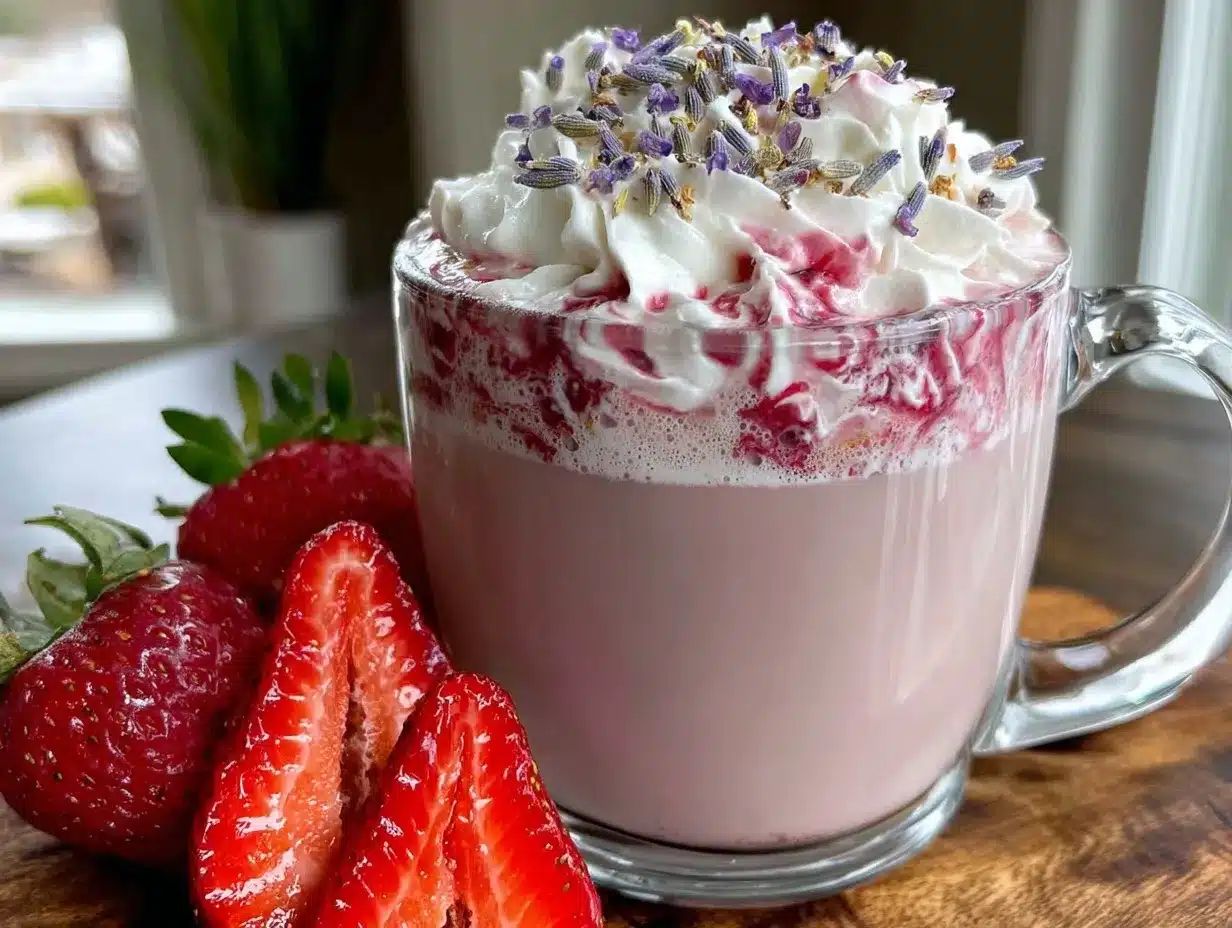 strawberry lavender london fog tea latte preparation steps