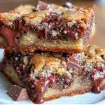 triple chocolate chunk cookie bars - featured image