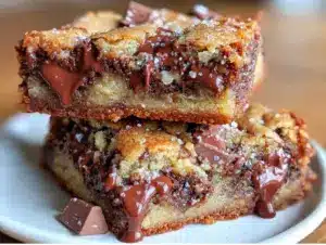 triple chocolate chunk cookie bars - featured image