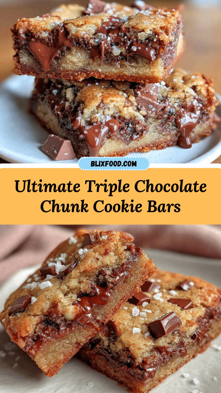 triple chocolate chunk cookie bars recipe