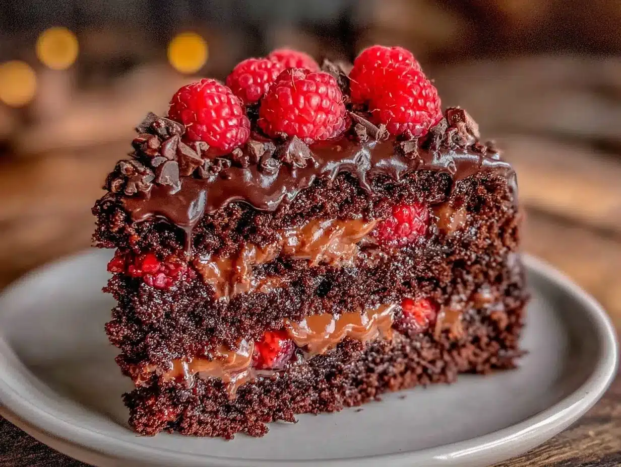 triple chocolate raspberry truffle cake preparation steps