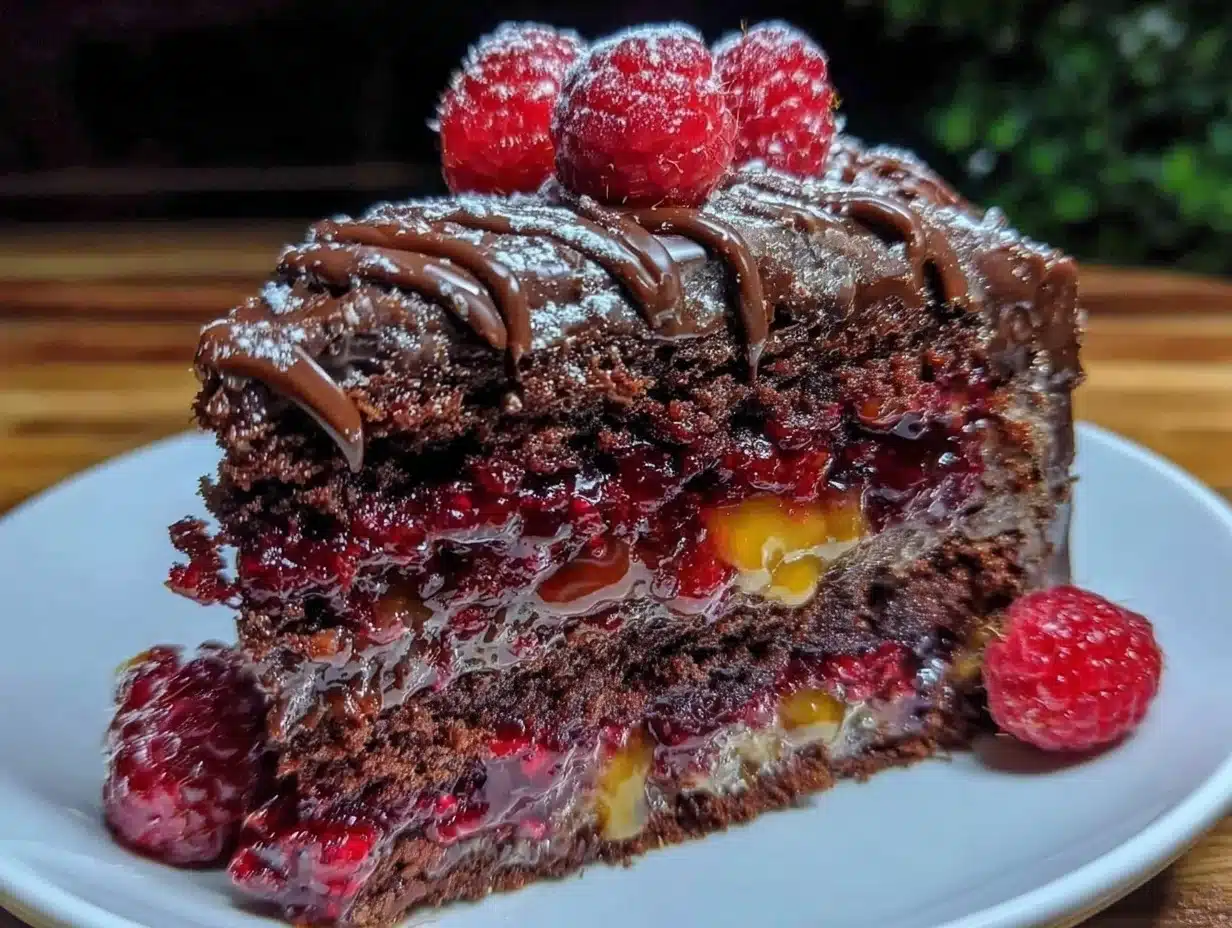 triple chocolate raspberry truffle cake - featured image