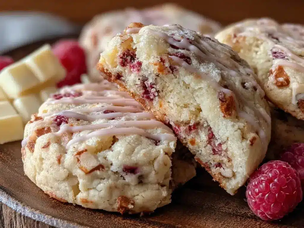 white chocolate raspberry cookies - featured image