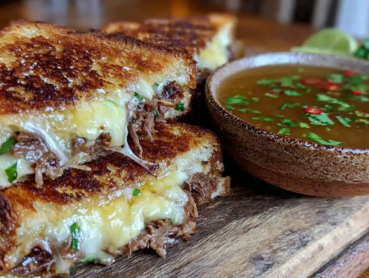 birria grilled cheese preparation steps