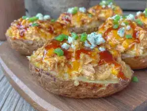 buffalo chicken dip potato skins - featured image