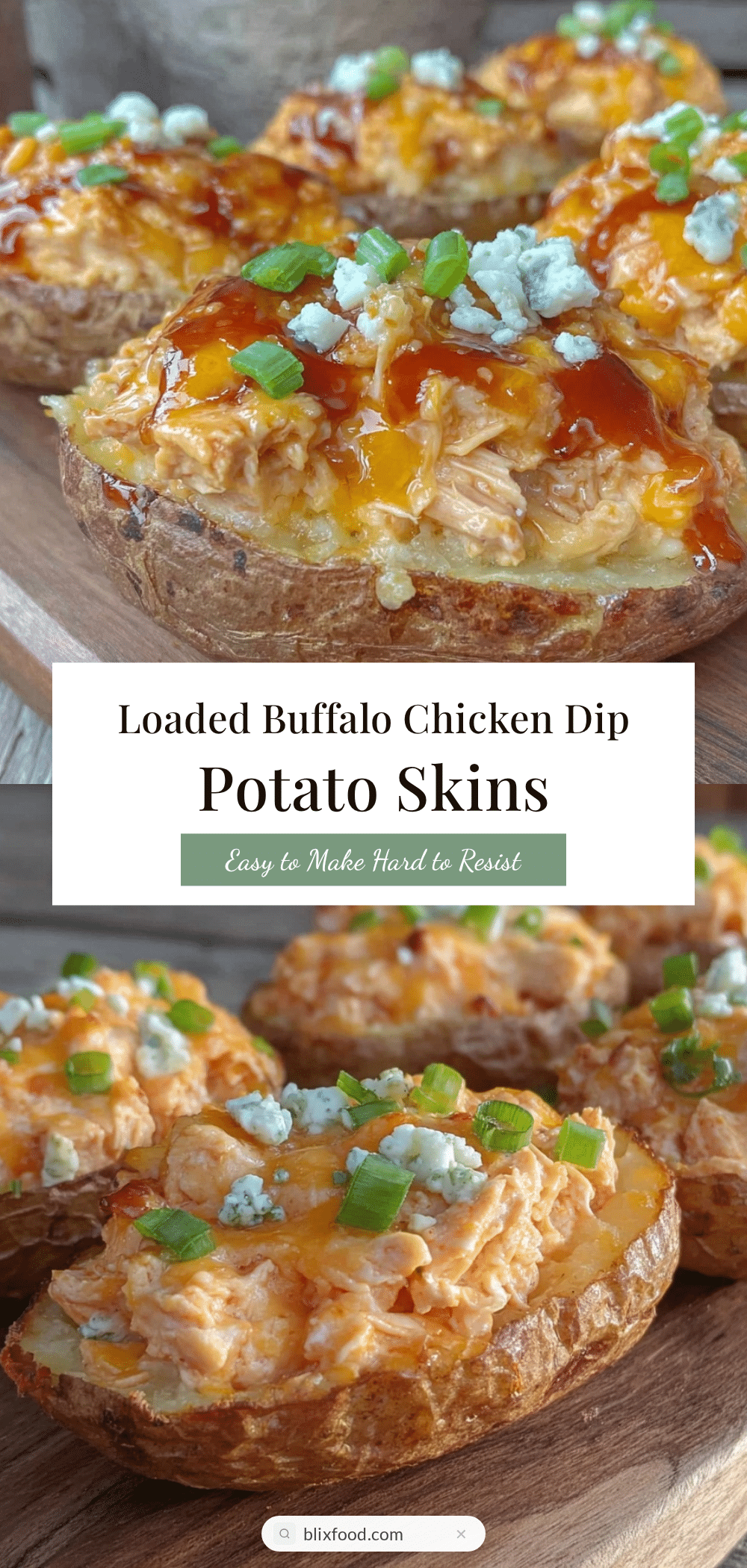buffalo chicken dip potato skins recipe