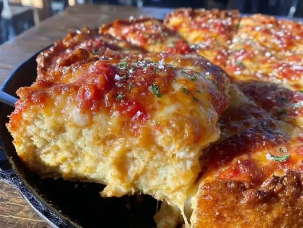 cast iron deep dish pizza - featured image