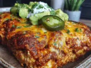 chicken enchilada casserole - featured image