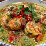 creamy coconut curry soup with shrimp - featured image