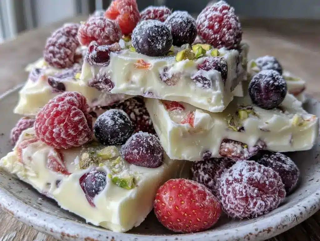 creamy frozen yogurt bark - featured image